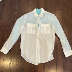 Theory slightly worn, button down white shirt